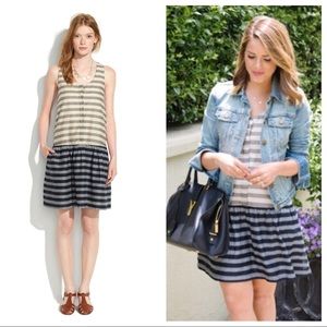 Madewell XS Trellis Stripe Drop Waist Dress Shift